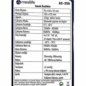  Mesilife AS35A Dijital Koldan Ölçer Tansiyon Aleti